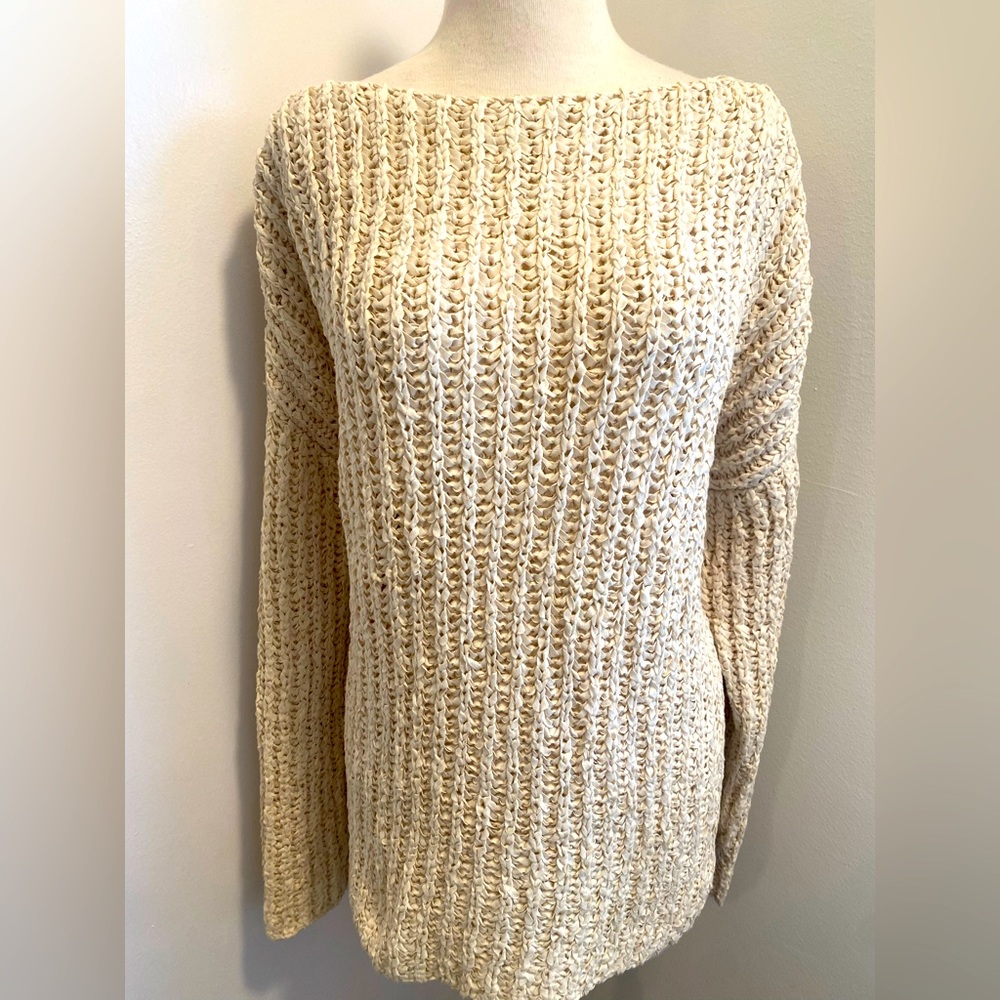 ZARA Cream Textured Knit Sweater - Size L - NEW